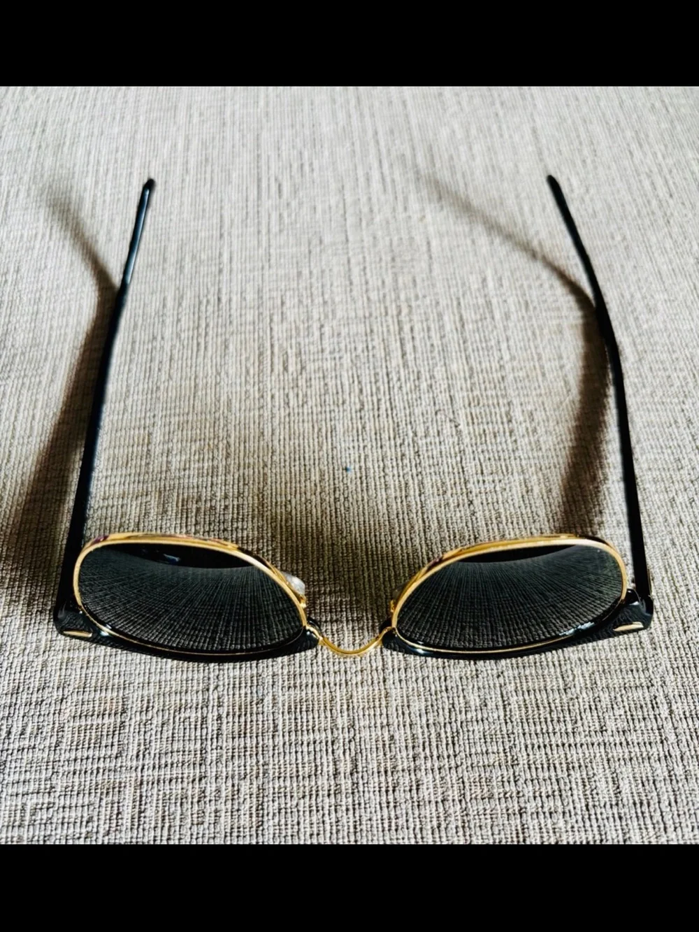 Ray-Ban Black & Gold Clubmaster Sunglasses with Dark Green Lenses